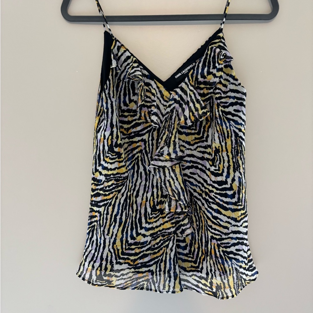 Karl Lagerfeld Zebra Print Camisole in Black and Yellow